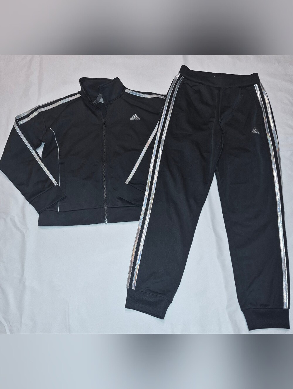 Adidas Track Suit With Iridescent Stripes - Girls Medium 10/12